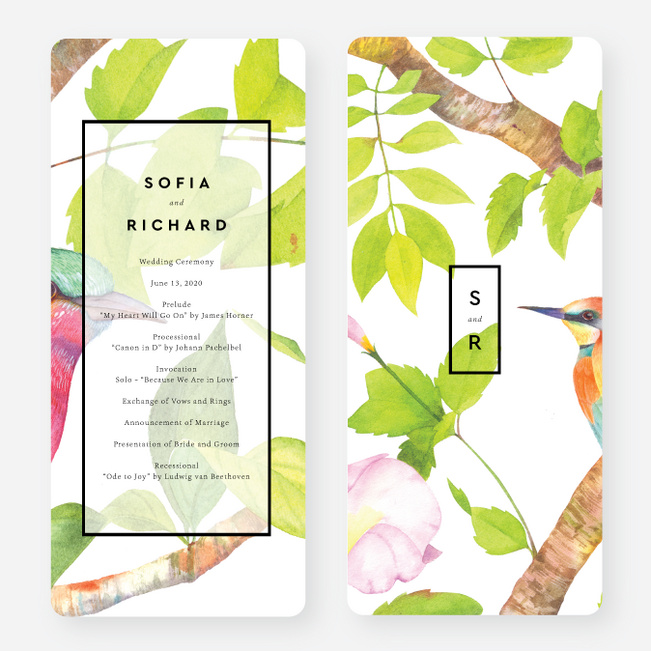 Tropical Aviary Wedding Programs - Multi