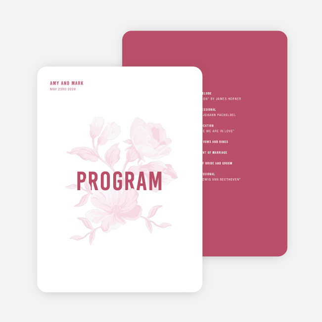 Weaved Roses Wedding Programs - Pink