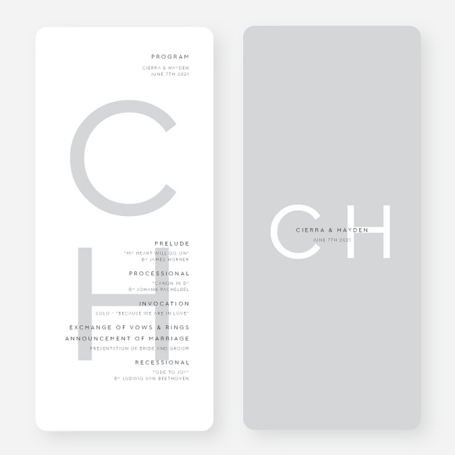 Big and Small Wedding Programs - Gray