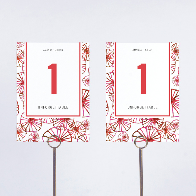 Organic Circles Wedding Table Cards - Red