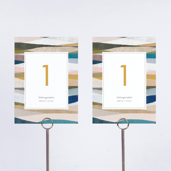 Painted Boundary Wedding Table Cards - Yellow