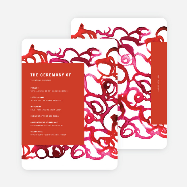 Watercolor Ribbons Wedding Programs - Red