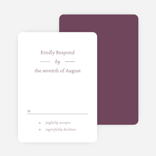 Story Beginnings Wedding Response Cards - Purple