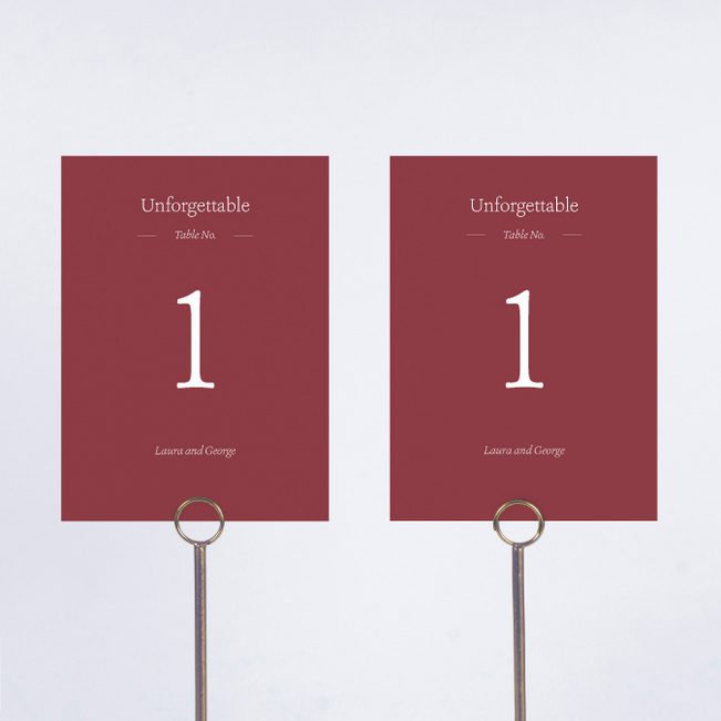 Story Beginnings Wedding Table Cards - Red