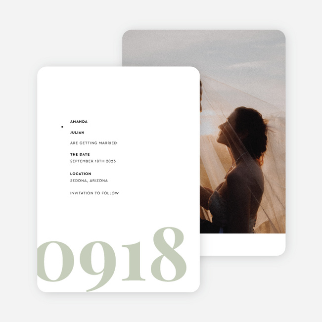 Bold Watermark Save the Date Cards - Green