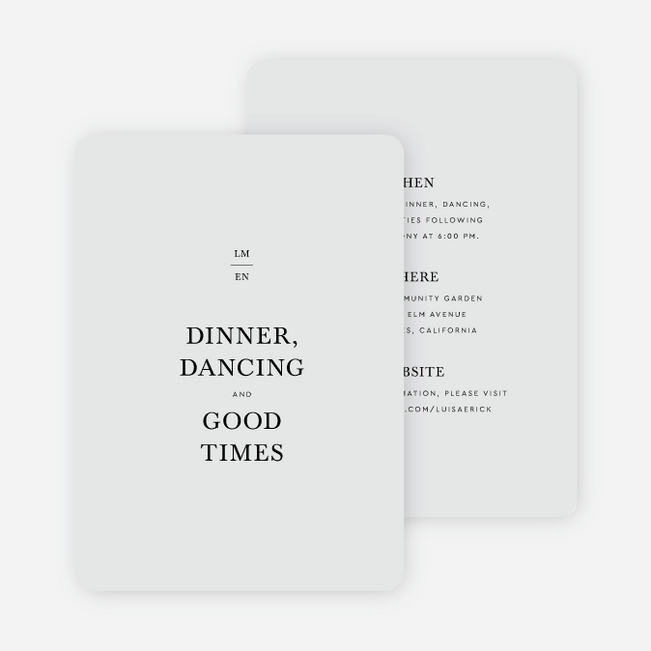 Harmonious Union Wedding Information Cards - Gray