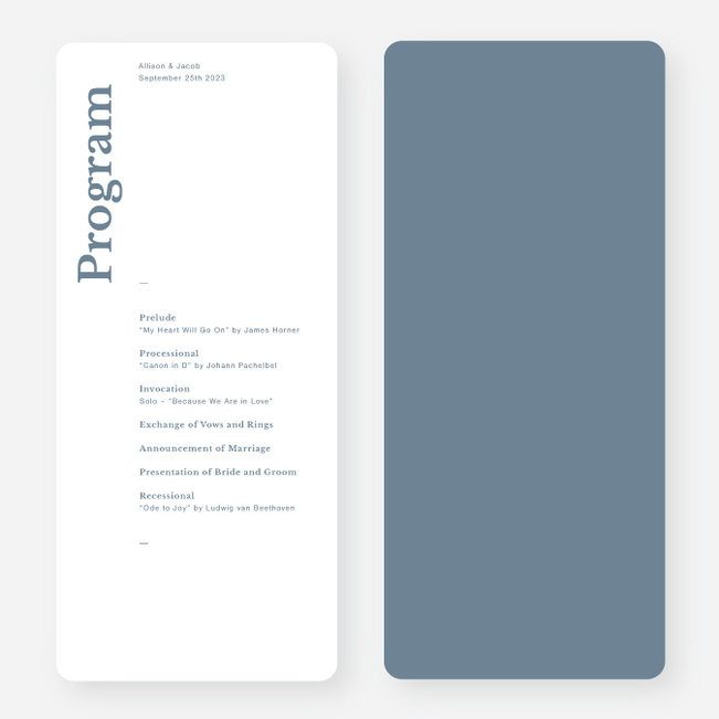 Novel Idea Wedding Programs - Blue