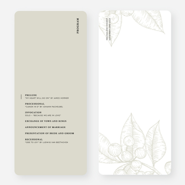 Fresh Beginnings Wedding Programs - Beige