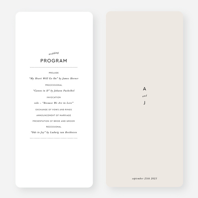 Headline Act Wedding Programs - Beige