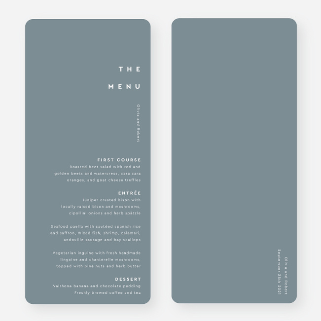 All Lined Up Wedding Menus - Blue