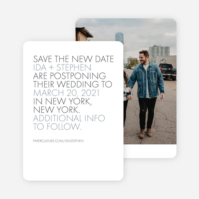 All Caps Wedding Postponement Cards - Gray