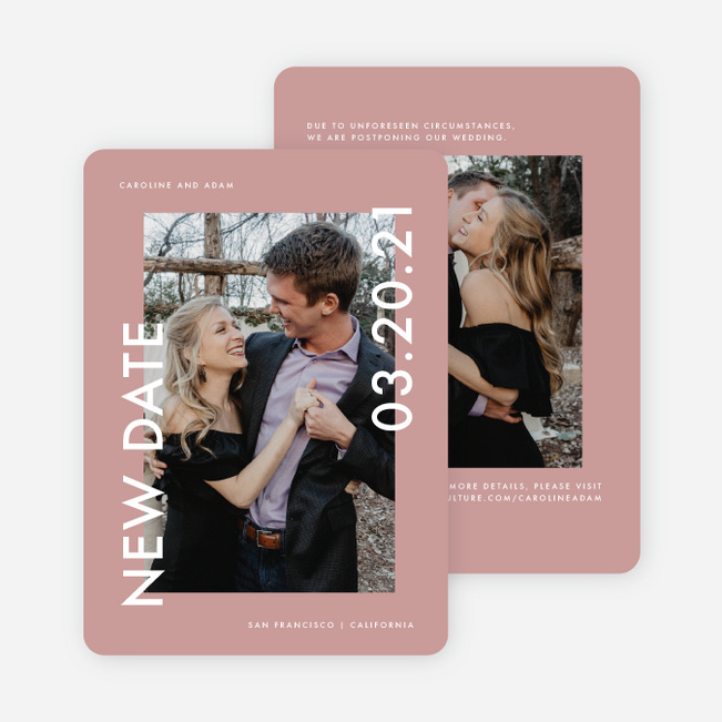 Inside And Out Wedding Postponement Card - Pink