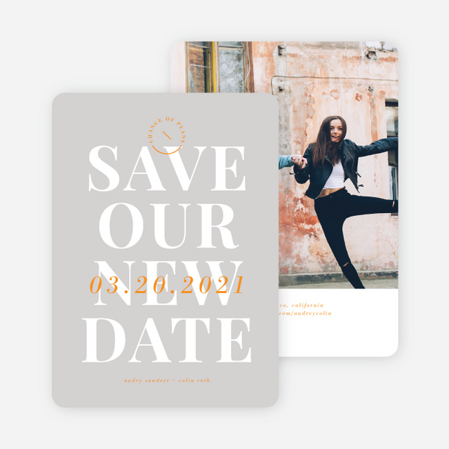 Making Headlines Postponement Wedding Cards - Yellow