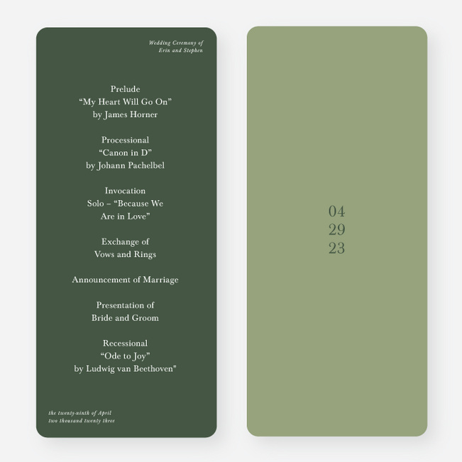 All Together Now Wedding Programs - Green