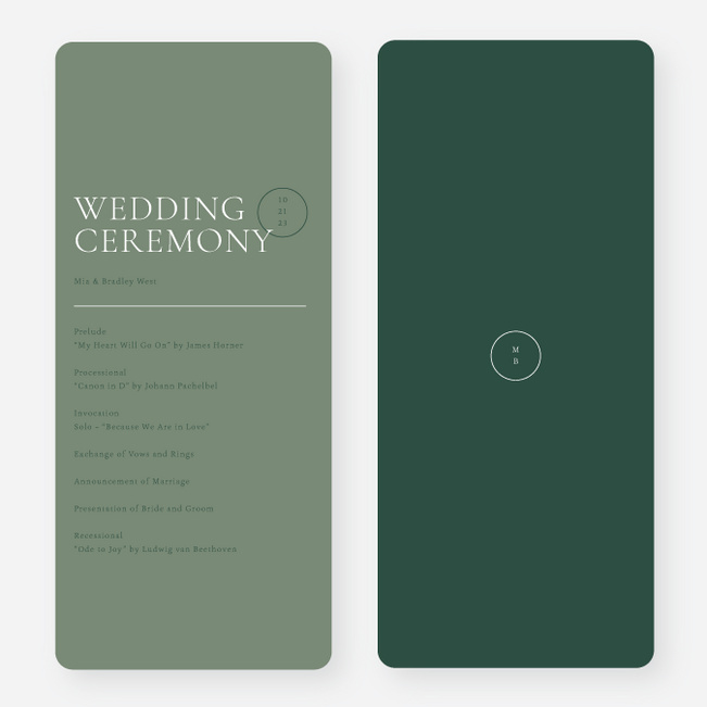 Artisanal Vibes Wedding Programs - Green