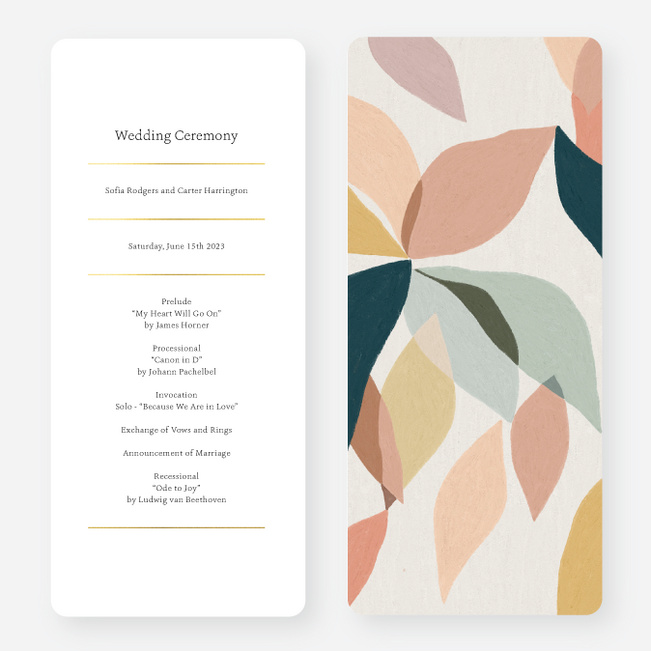 Foil Artistic Petals Wedding Programs - Yellow