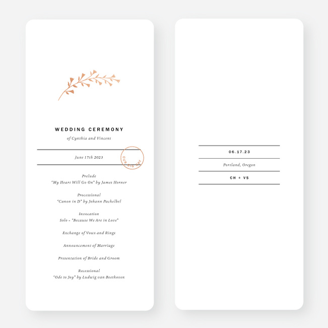 Foil Rustic Flora Wedding Programs - Pink