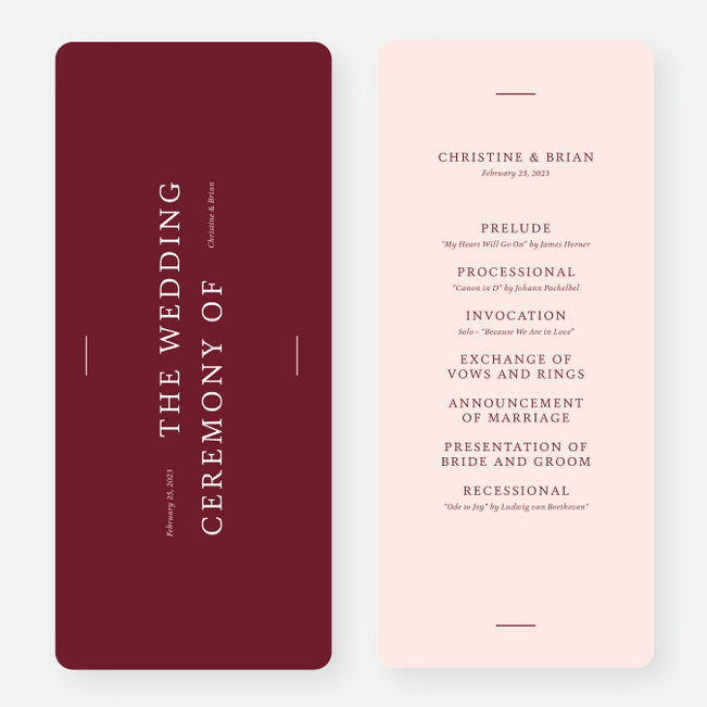 Road to Happiness Wedding Programs - Red