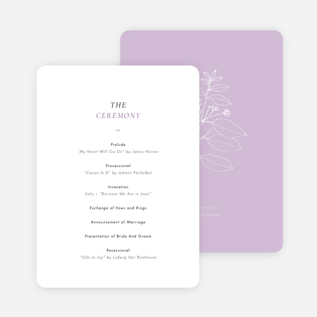 A Wonderful Feeling Wedding Programs - Purple