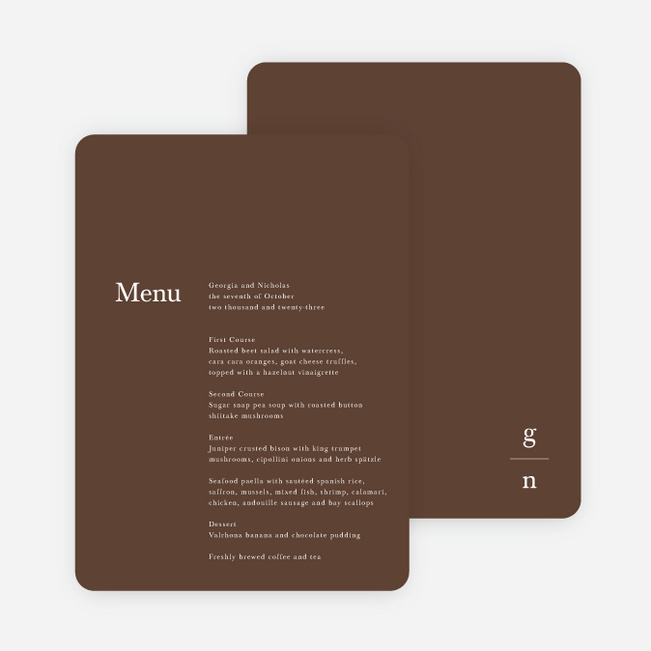 All is Clear Wedding Menus - Beige