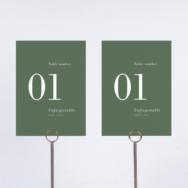 Two to Tango Wedding Table Cards - Green