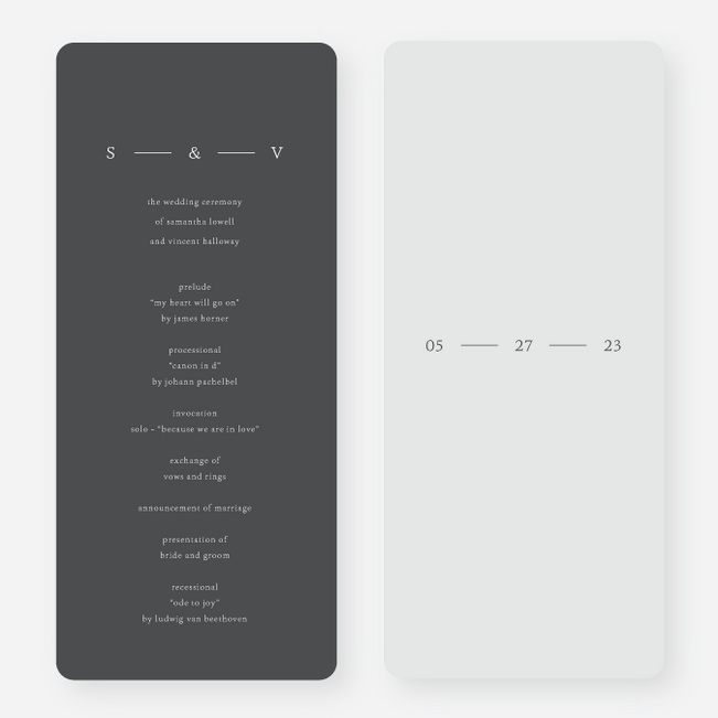 Contemporary Union Wedding Programs - Gray