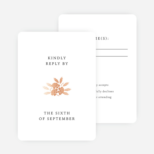 Foil Blossom Bouquet Wedding Response Cards - Pink
