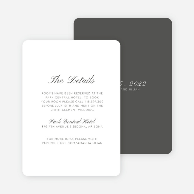 Lovely Classic Wedding Information Cards - Gray
