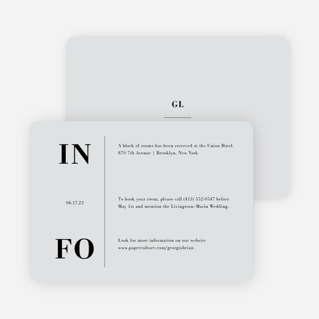 Truly Sublime Wedding Information Cards - Gray