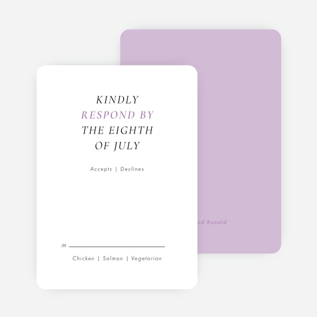 A Wonderful Feeling Wedding Response Cards - Purple