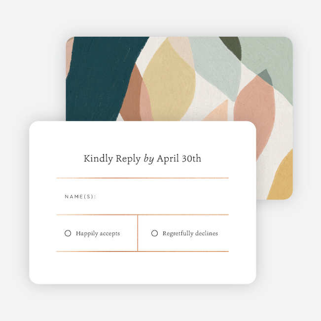 Foil Artistic Petals Wedding Response Cards - Pink