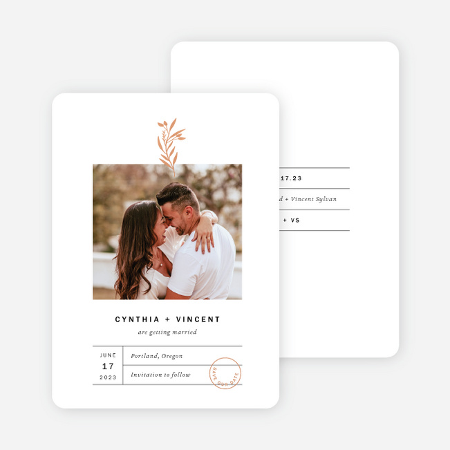 Foil Rustic Flora Save the Date Cards - Pink