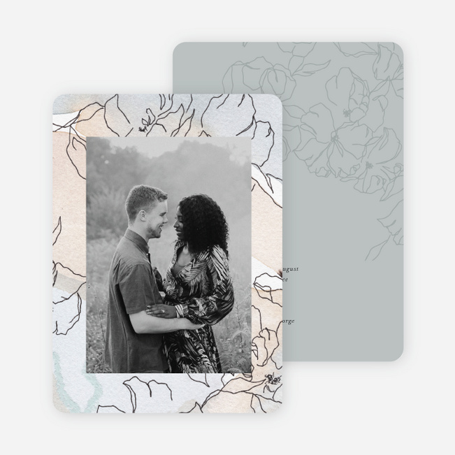 Gentle Flowers Save the Date Cards - Green