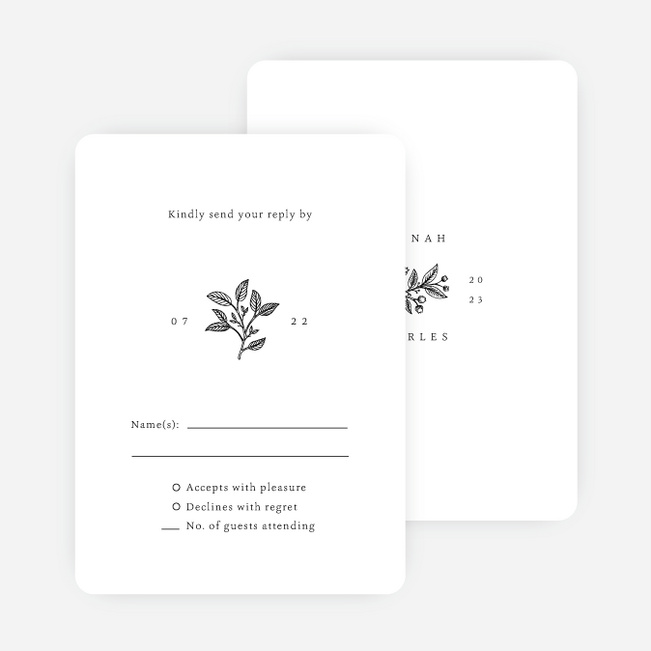 Herbal Motif Wedding Response Cards - White