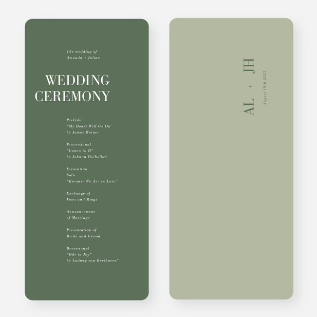 Two to Tango Wedding Programs - Green