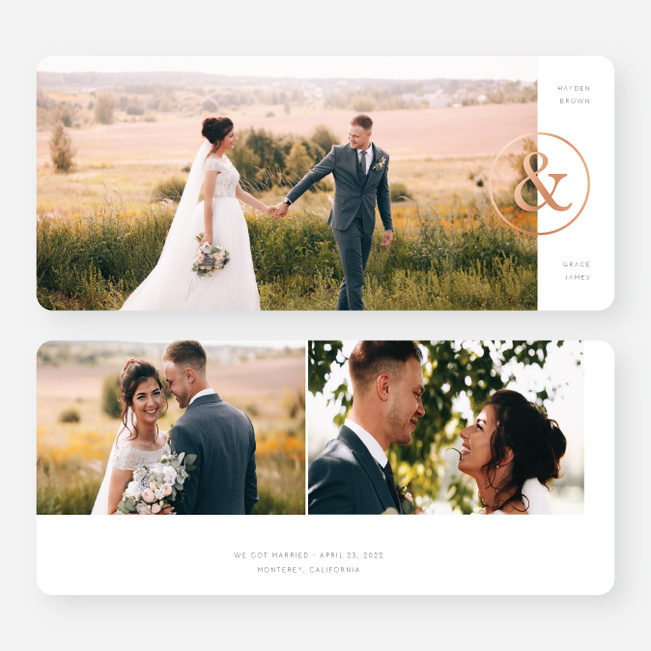 Foil Ampersand Emblem Wedding Announcements - Pink