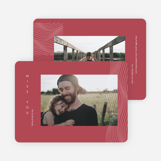 Wave of Happiness Multi Photo Holiday Cards - Red