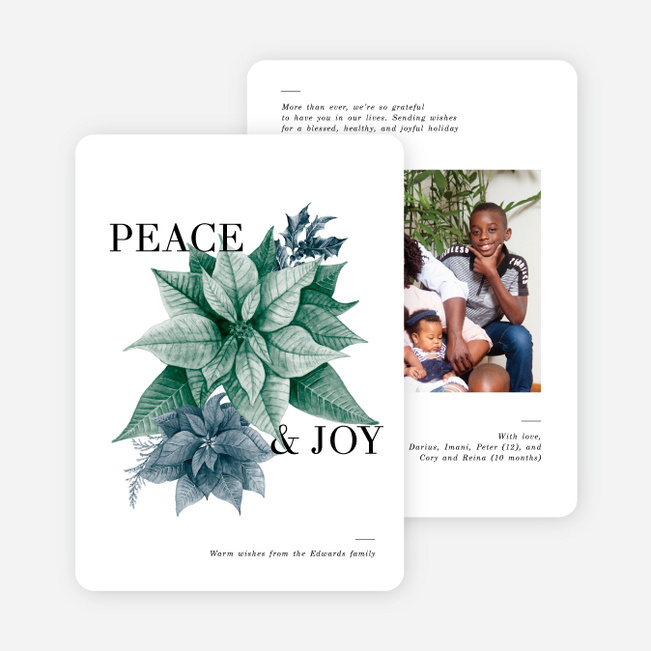 Detailed Poinsettia Christmas Photo Cards & Holiday Photo Cards - Multi