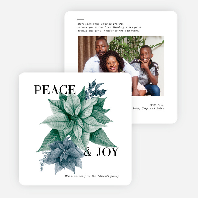 Detailed Poinsettia Christmas Photo Cards & Holiday Photo Cards - Multi