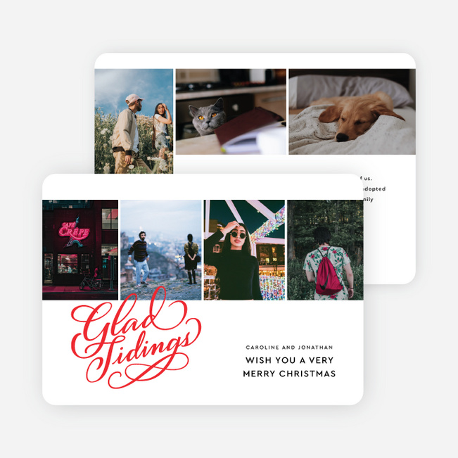 Embellished Glad Tidings Christmas Cards - Red