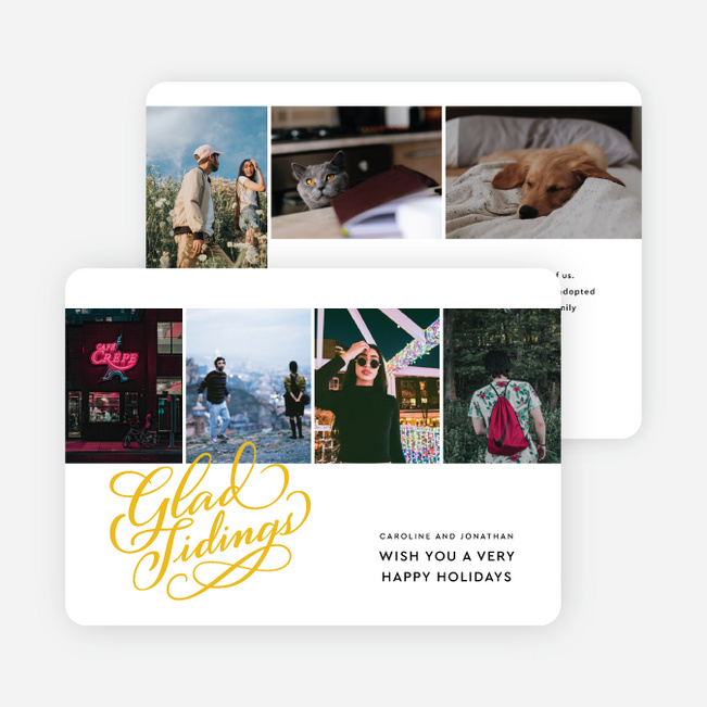Embellished Glad Tidings Multi Photo Holiday Cards - Yellow