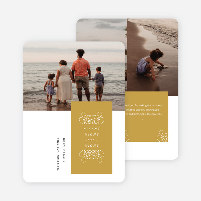 Silent Night Cutout Christmas Cards - Yellow