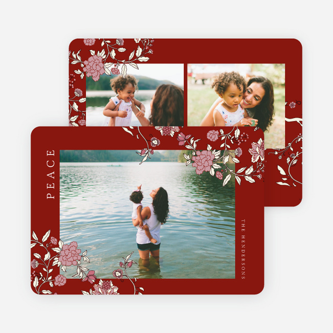 Lush Botanicals Multi Photo Holiday Cards - Red