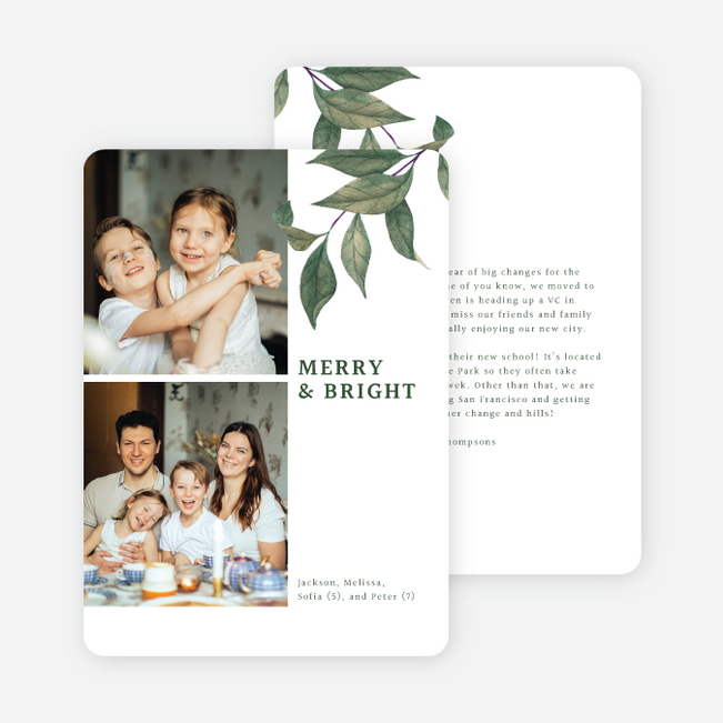 Rustling of Leaves Multi Photo Holiday Cards - Green