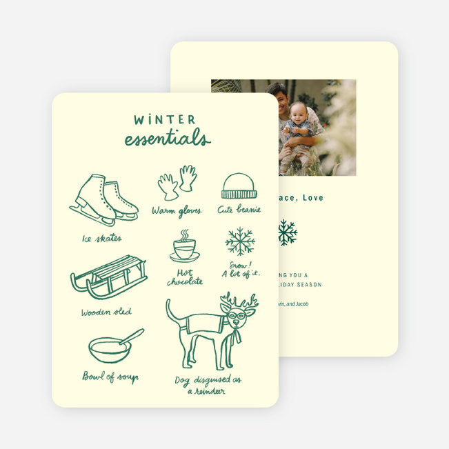 Winter Essentials Christmas Photo Cards & Holiday Photo Cards - Green
