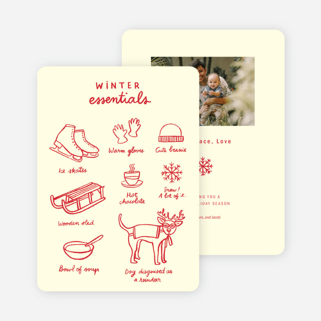 Winter Essentials Christmas Photo Cards & Holiday Photo Cards - Red