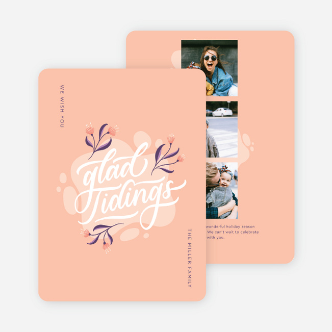 Really Glad Tidings Multi Photo Holiday Cards - Pink