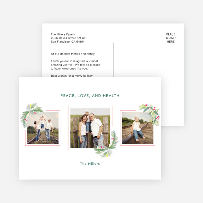 Happiness Framed Multi Photo Holiday Cards - Multi