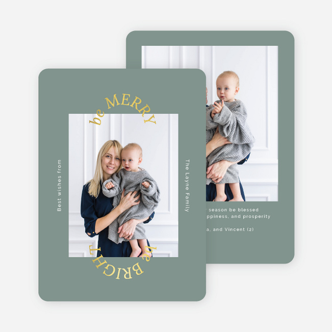 Foil Merry Arch Multi Photo Holiday Cards - Yellow