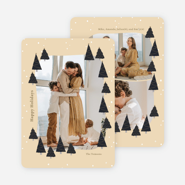 Decorated Trees Multi Photo Holiday Cards - Beige